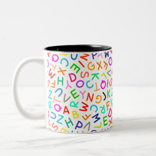 TAZA BICOLOR MULTICOLORED LETTERS