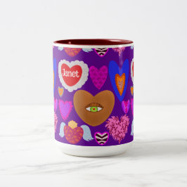 Taza Bicolor Múltiples corazones coloridos Valentine