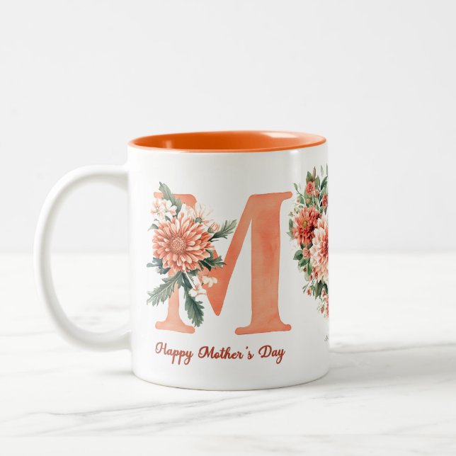 Taza Bicolor Mum Floral Naranja (Izquierda)