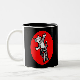 Taza Bicolor Mún Unicycle malvado del montar a caballo del mono