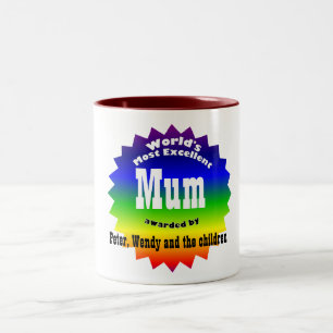 Taza Bicolor Mundo del ARCO IRIS más excelente….Mamá
