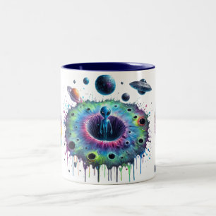 Taza Bicolor Mundos Alienígenas Cósmicos