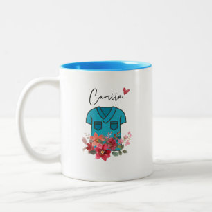 Taza Bicolor Muñeca de enfermera personalizada con nombre / enf