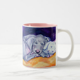Taza Bicolor Muñeca de porcino de Weimaraner
