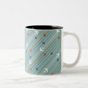 Taza Bicolor Muñeca del patrón del avión retro