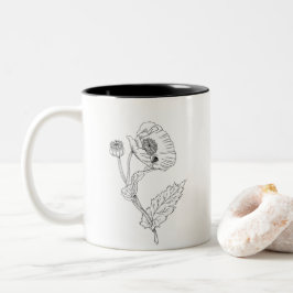 Taza Bicolor Muñecas de flores Minimalistas