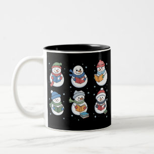 Taza Bicolor Muñeco de nieve amante de los libros regalo de lec