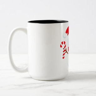 Taza Bicolor Muñeco de nieve Caña de caramelo Navidad