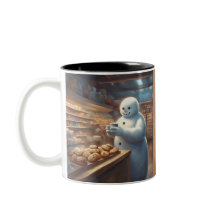muñeco de nieve caprichoso bebe cacao en la tienda