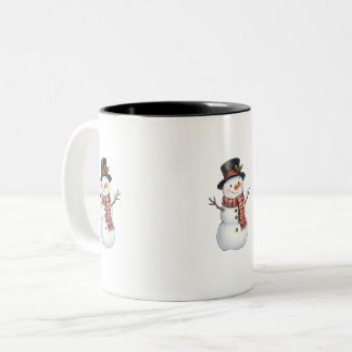 Taza Bicolor Muñeco de Nieve Feliz