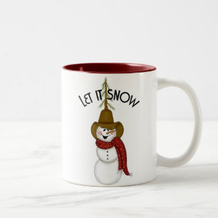 Taza Bicolor Muñeco de nieve lindo del vaquero del arte popula