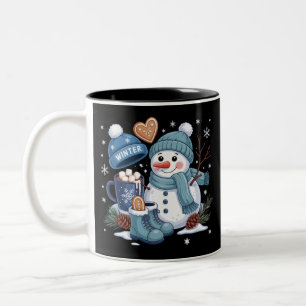 Taza Bicolor Muñeco de nieve lindo Vibraciones de la temporada