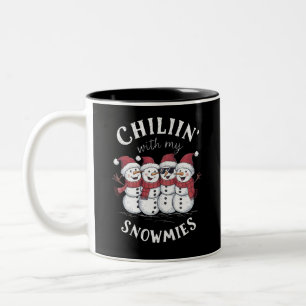 Taza Bicolor Muñeco de nieve Navidad Relajándome con mis regalo