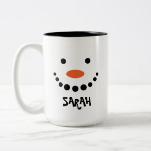 Taza Bicolor Muñeco de nieve personalizado de Navidad