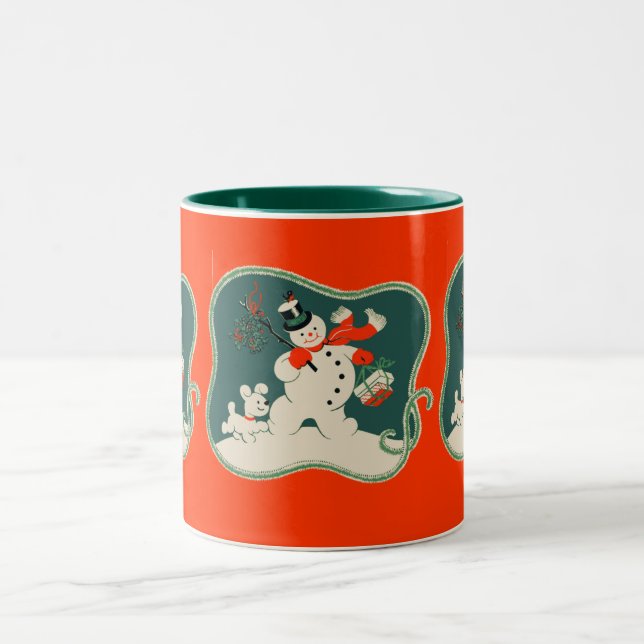 Taza Bicolor Muñeco de nieve retro (Centro)