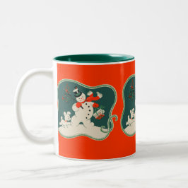 Taza Bicolor Muñeco de nieve retro