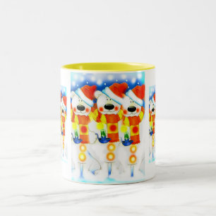 Taza Bicolor Muñecos de nieve en Navidad