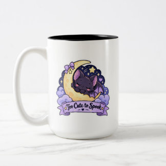 Taza Bicolor Murciélago Bebé Dormilón en Luna Creciente Hallowe