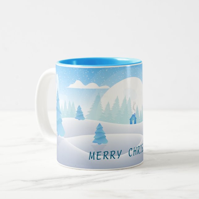 Taza Bicolor Murciélago tema Feliz Navidad Dos Tonos Mug (Anverso izquierdo)