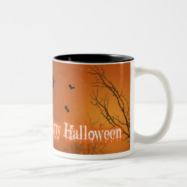 Taza Bicolor Murciélagos y árboles de Halloween - Mug