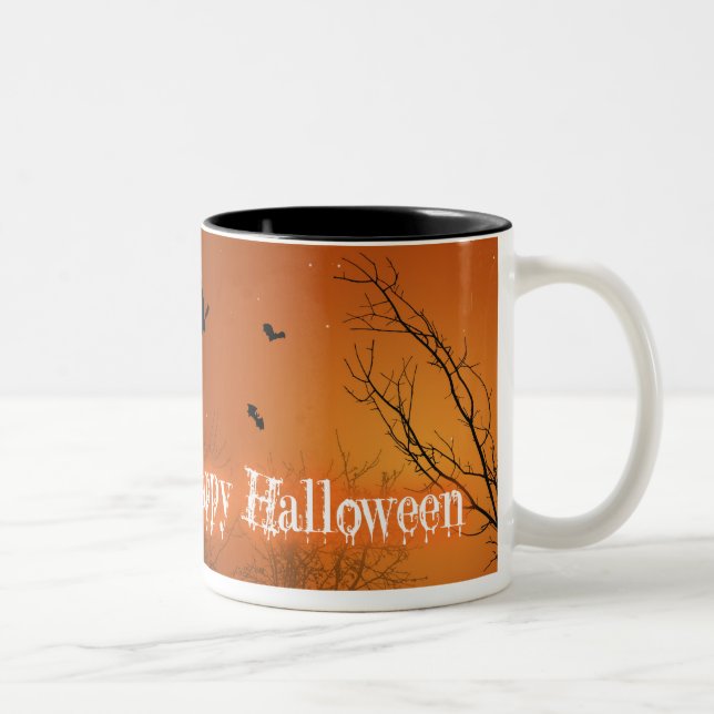 Taza Bicolor Murciélagos y árboles de Halloween - Mug (Derecha)