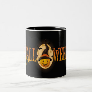 Taza Bicolor Murciélagos y calabazas de Halloween