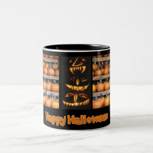 Taza Bicolor Muro de calabaza de Halloween