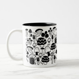 Taza Bicolor Mushroom Black White Mug