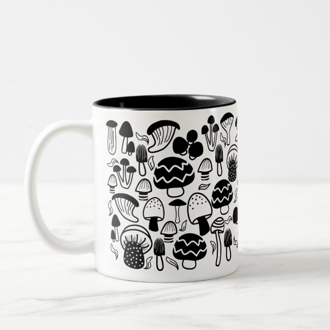 Taza Bicolor Mushroom Black White Mug (Izquierda)