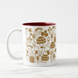 Taza Bicolor Mushroom Brown White Mug