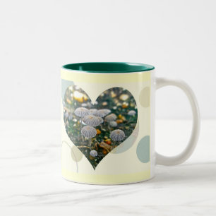 Taza Bicolor Mushroom Garden Heart Mug