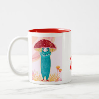 TAZA BICOLOR MUSHROOM MUG HANDPAINTED