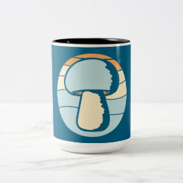 Taza Bicolor Mushroom Silhouette Sunset Retro Nature Vintage Ca