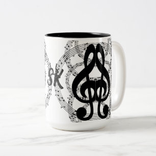 Taza Bicolor Música 2 de imagen de espejo en negro y blanco con
