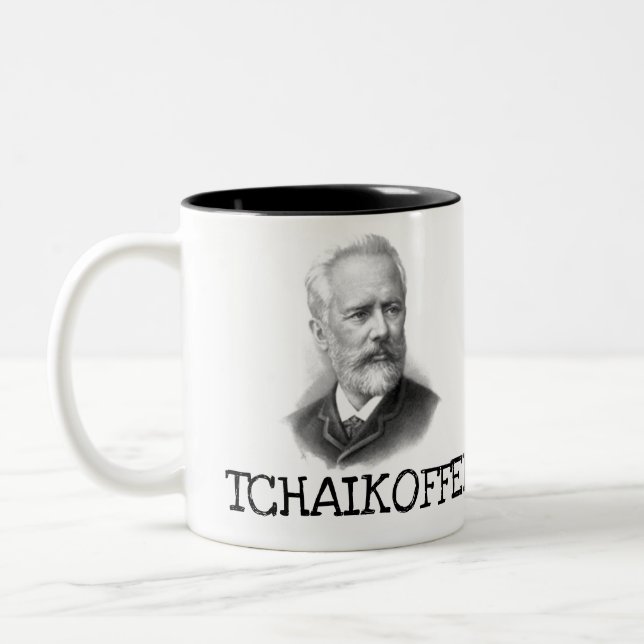 Taza Bicolor Música clásica divertida Tchaikovsky Piano Profeso (Izquierda)