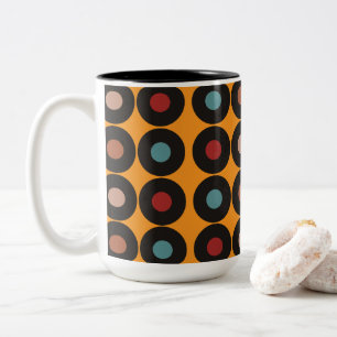 Taza Bicolor Música de discos de vinilo retro 