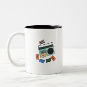 Taza Bicolor Música de Retro Vintage 80