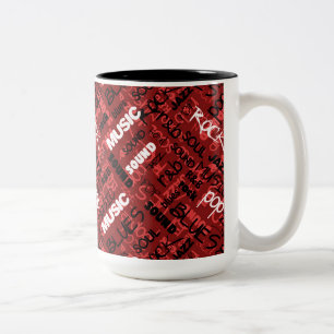 Taza Bicolor Música Pop R & B Rock Rojo
