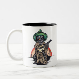 Taza Bicolor Músico de Skeleton Mexicano