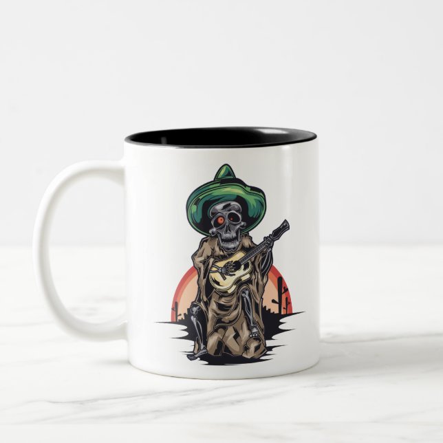 Taza Bicolor Músico de Skeleton Mexicano (Izquierda)