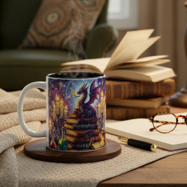 Taza Bicolor Mystical Dragon Wizard Books (Subido por el creador)