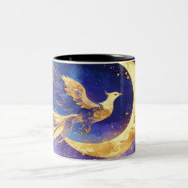 Taza Bicolor Mystical Phoenix Mug - Celestial Moon Fantasy Coff