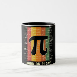 Taza Bicolor Nacido en Pi Day Retro Math