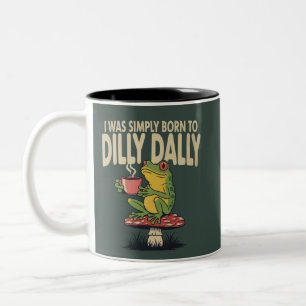Taza Bicolor Nacido para Dilly Dally Vintage Rana Divertido Ret