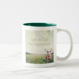 Taza Bicolor Nacido para hacer lo imposible cerdo volador