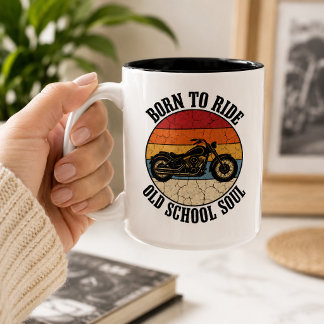 Taza Bicolor Nacido Para Montar Almas Antiguas De Motociclistas