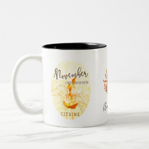 Taza Bicolor Nacimiento de noviembre y café de flores