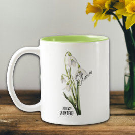 Taza Bicolor Nacimiento Flor Mes Enero Nombre de Snowdrop