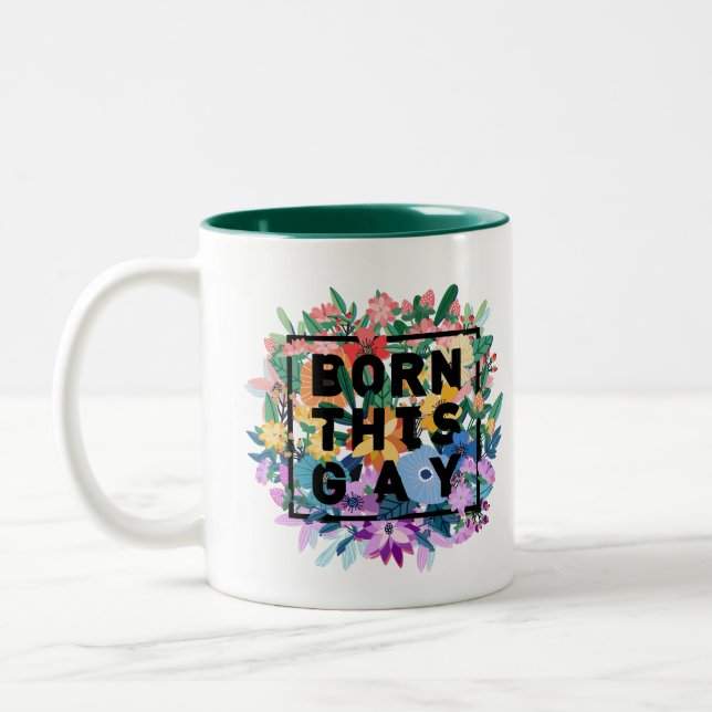 Taza Bicolor Nació Este Orgullo Gay Floral (Izquierda)