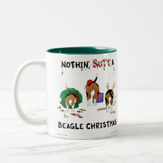 Taza Bicolor Nada empalma navidad de un beagle